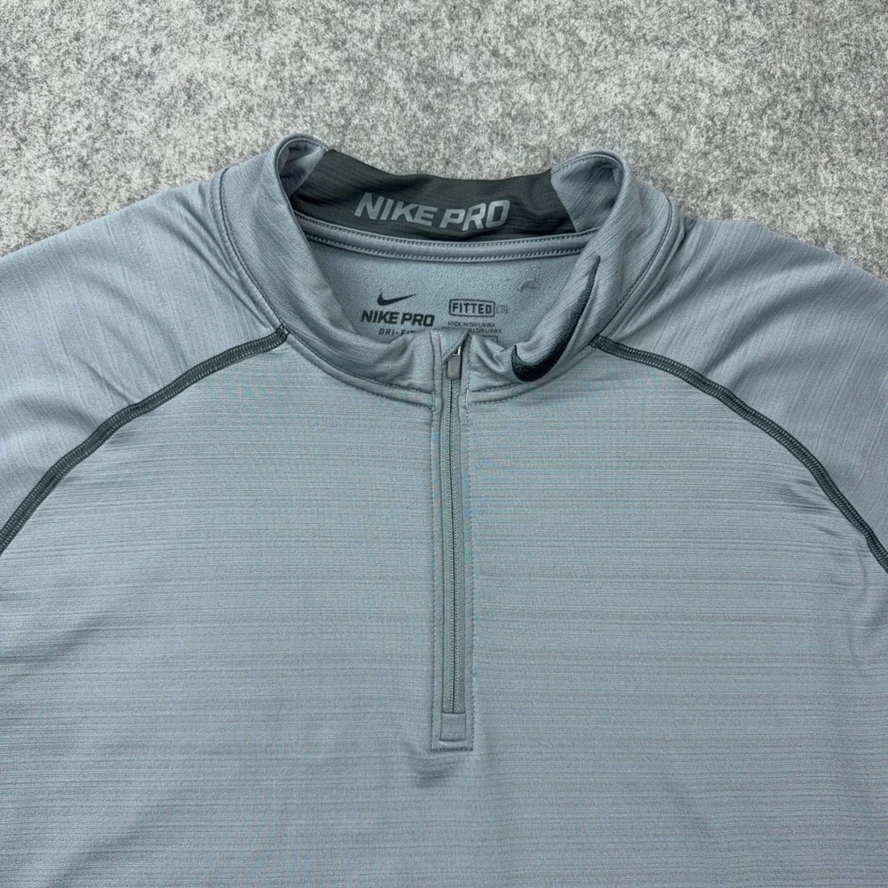 Nike Pro Pullover Mens 2XL Gray 1/4 Zip Hyperwarm Fitted Dri-FIT Training Active